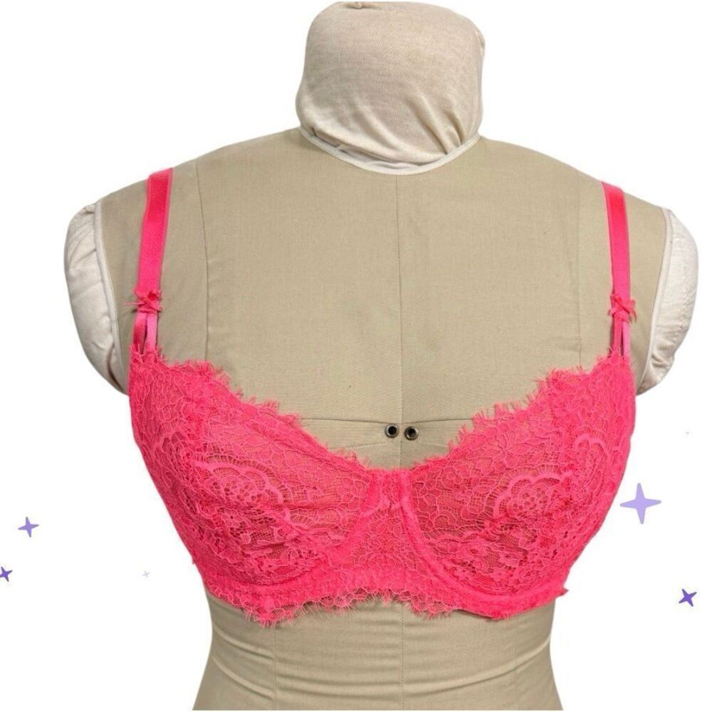 Victoria's Secret Dream Angels Balconette Bra Floral Lace 34DDD Bow Details